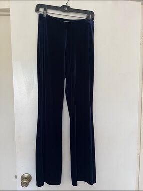 Velvet Wide-Leg Pants in Deep Navy